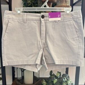 Ladies' Casual Stretch Chino Shorts - Light Gray , Size 6